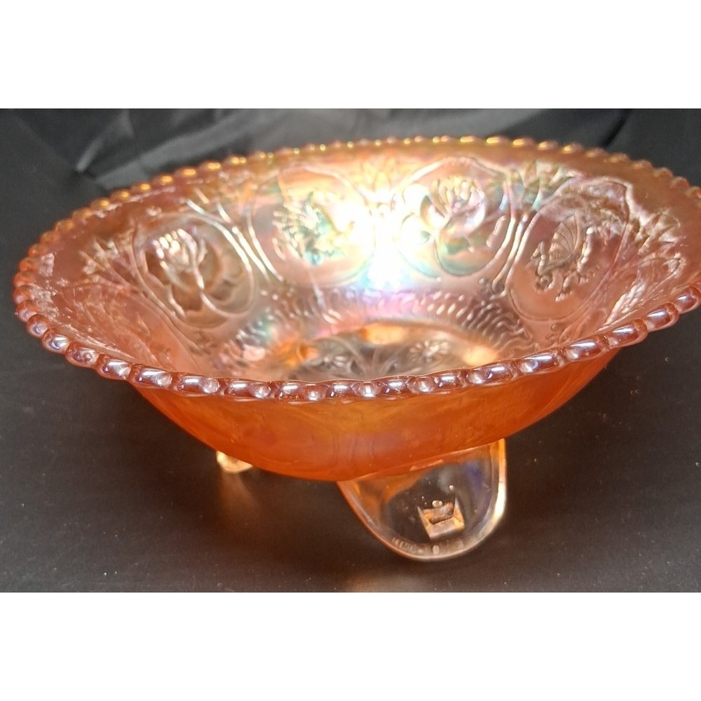 Carnival Glass Bowl  on‎ Pedestal with Dragon and Lotus pattern
